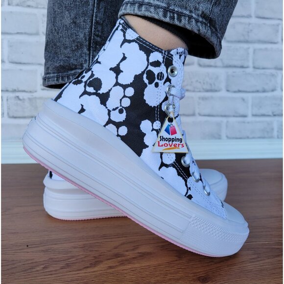 ⭐Rare Converse All Star Ctas Move Hi 7 Womens Shoes White Black Platform A01361C - Picture 7 of 10